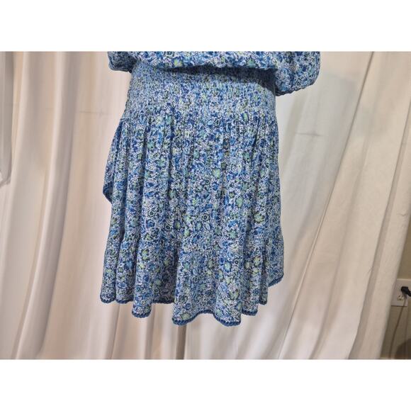 Poupette St. Barth Womens Estelle Blue Mayflower Mini Dress Medium - Picture 11 of 15